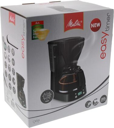 Кавоварка фільтраційна Melitta Easy Timer з таймером, скляною колбою, антикрапельною системою, 10 чашок, чорна