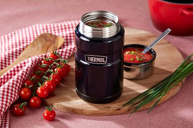 Термос для їжі Thermos Stainless King 710 мл, нержавіюча сталь, 14 годин гаряче / 24 години холодне, для супу, мюслі, рагу, герметичний, без ложки, синій, можна мити в посудомийній машині