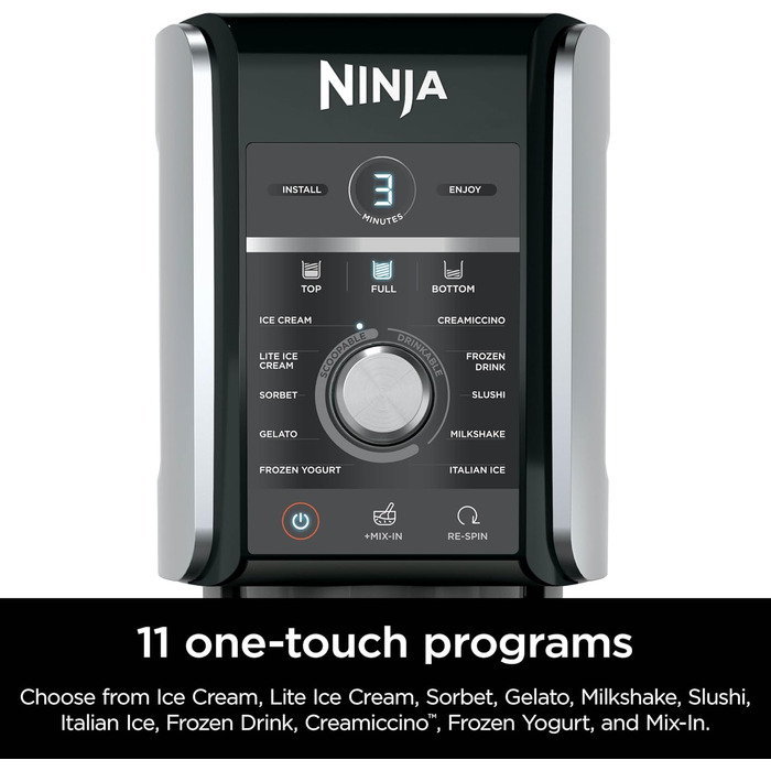 Ninja CREAMi Deluxe - 11 функцій для приготування морозива, сорбетів, смузі та заморожених напоїв. Сріблястий колір, 2 XL контейнери для сім'ї, ідеально для дітей