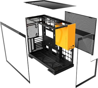 Корпус для ПК Geometric Future M5, загартоване скло, Mid Tower, E-ATX/ATX, 1.2мм сталь, ARGB вентилятори, Type-C, підтримка радіаторів 420/360 мм, чорний/жовтий