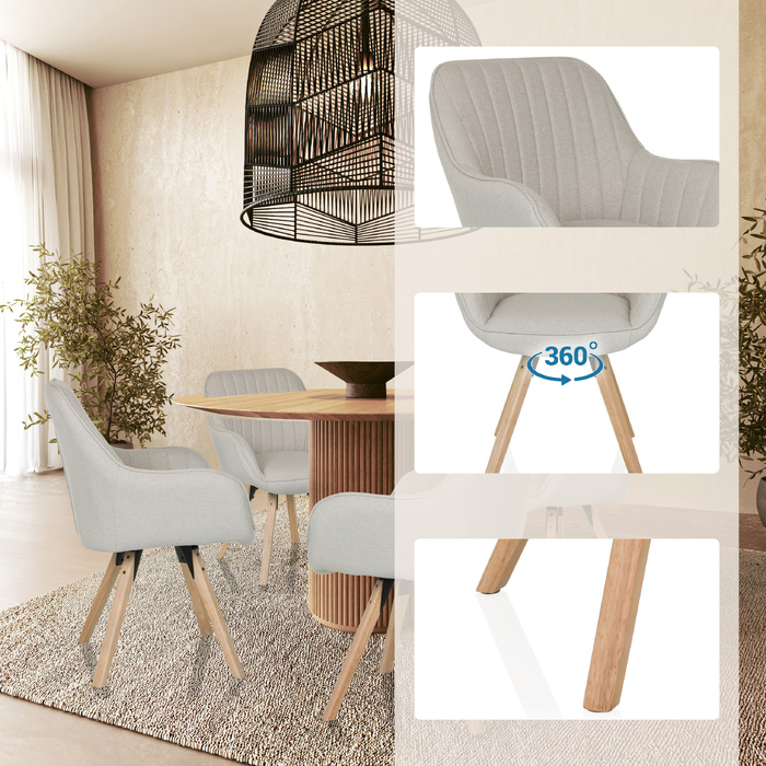 Стілець обідній/гостьовий SCANDI SOFT, оббивка тканина, колір кремовий, hjh LIVING