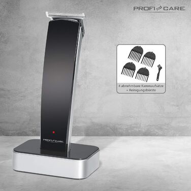 Машинка для стрижки волосся та бороди ProfiCare PC-HSM/R 3051, нержавіюча сталь, 5 довжин, чорна/срібляста, Direct Drive