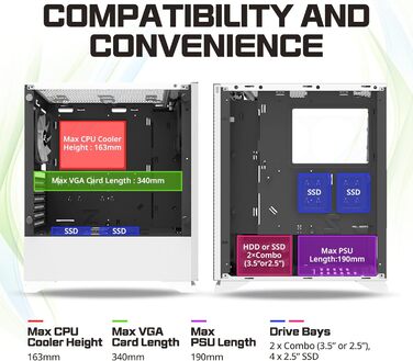 Корпус для ПК Zalman S5 ATX Midi Tower, білий, ігровий, скло, RGB підсвічування, вентилятори