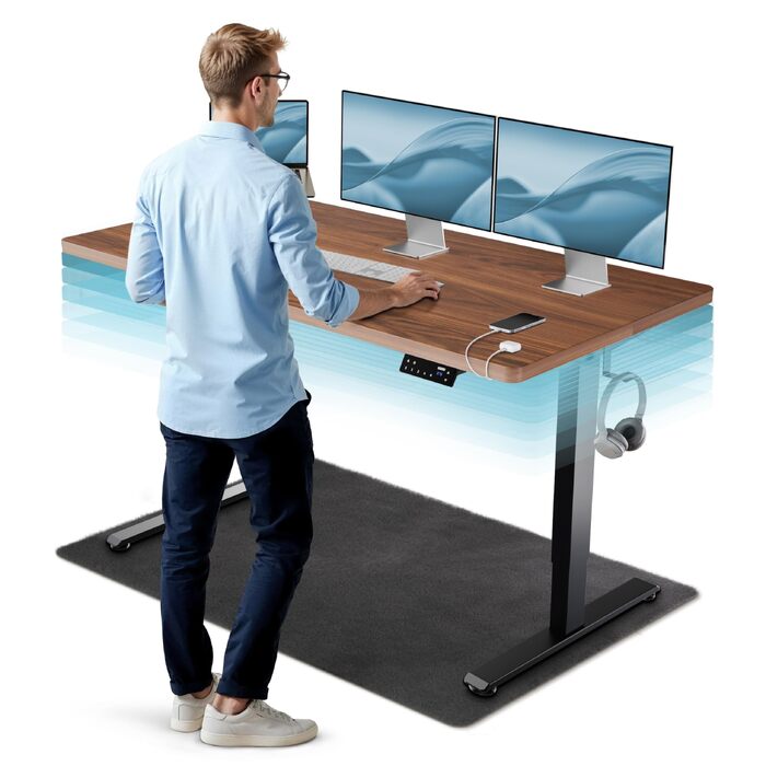 Електричний стіл CleverDesk 160x80 см з регулюванням висоти, чорний каркас, стільниця з дерева, 2x USB, кабель-канал - Переможець тесту!