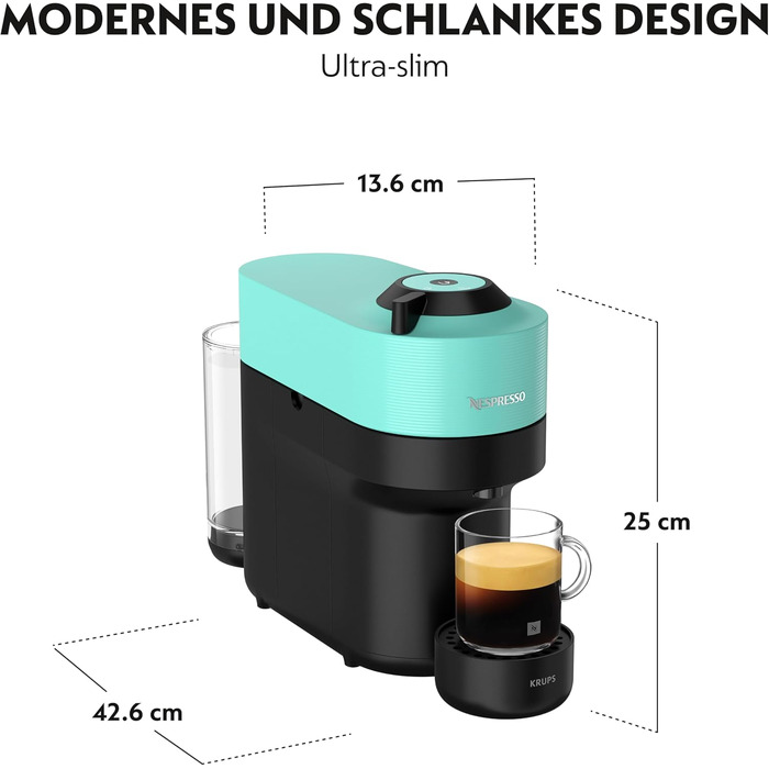 Nespresso Vertuo Pop Krups XN9204: Кавомашина капсульна, 560 мл, Aqua Mint