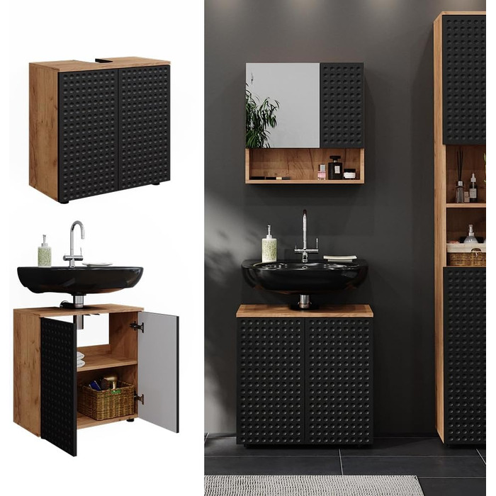 Тумба під умивальник Vicco Irma, дуб золотий/антрацит, 60x59 см
