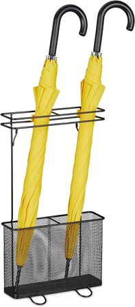 Підставка для парасольок Relaxdays, 54x30,5x15 см, металева, чорна, сучасний прямокутний тримач для парасольок