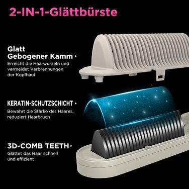 Іонна щітка-випрямляч для волосся PARWIN PRO BEAUTY з LED-індикатором, 4 температурні режими, захист від опіків, шампань срібло