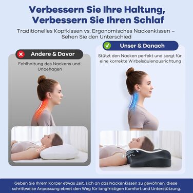 Подушка для сну DONAMA з Memory Foam: ортопедична подушка для шиї та голови для сну на боці, спині та животі з чохлом