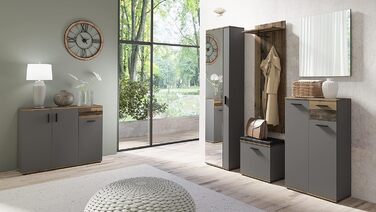 Комод byLIVING Jakob, 3-дверний, з висувною шухлядою, коричневий, стиль старого дерева, антрацит, 110×83,5×35,5 см, тумба для вітальні