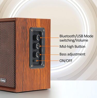 Дерев'яні колонки для ПК 2.0 40W – потужний бас, Hi-Fi, USB/Bluetooth, DSP, для ноутбука та комп'ютера