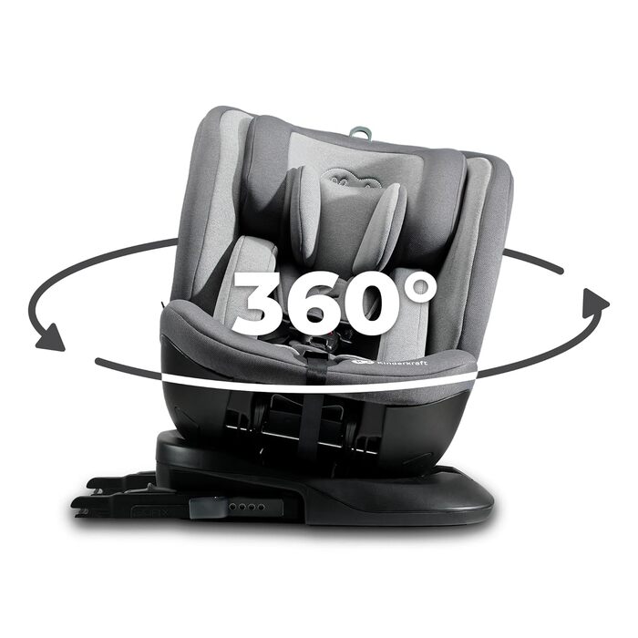 Дитяче автокрісло Kinderkraft XPEDITION2 I-Size 0-36 кг, 360°, Isofix, сіро-гранітне, регульована спинка та підголівник