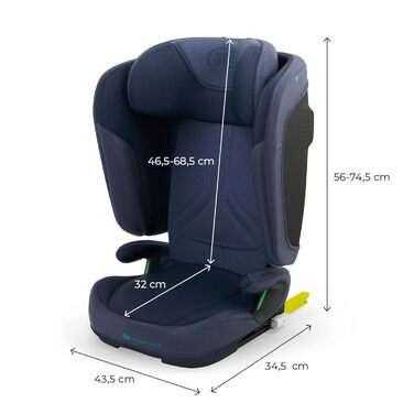 Автокрісло Kinderkraft UNITY 2 i-Size, 100-150 см, 3,5-12 років, регульована підголівник, AIR FLOW, 5 положень спинки, блакитне