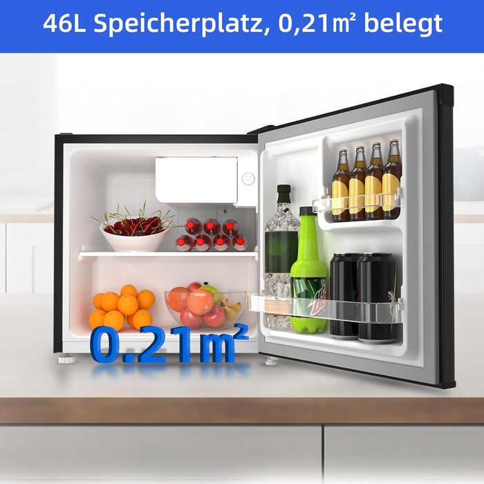 CHIQ Mini Bar: Компактний міні-холодильник 46 л з регулюванням температури, 39 дБ, для офісу, кемпінгу, спальні, готелю, чорного кольору