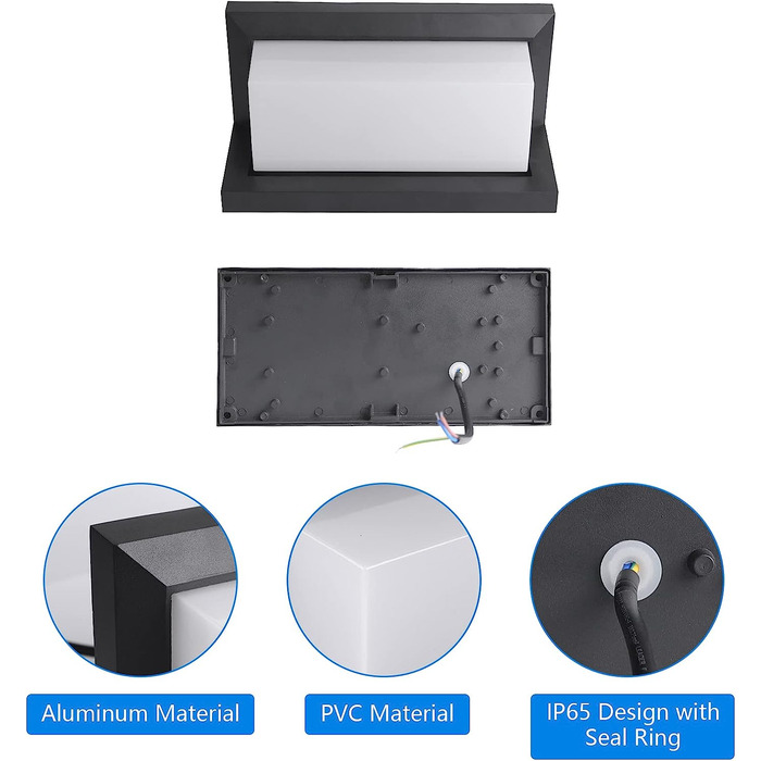 Klighten LED настінний світильник для вулиці, 2 шт, 3000K, IP65, алюмінієвий, чорний, для дому, саду та тераси
