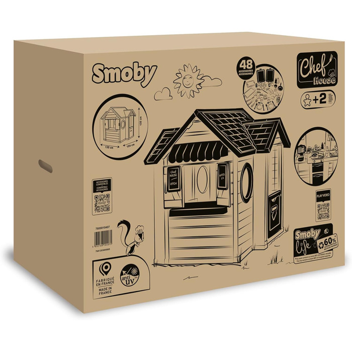 Дитячий ігровий будиночок Smoby Life Chef з кухнею та прилавком (124x132x135 см) - вуличний, з переробленого пластику, для дітей від 2 років