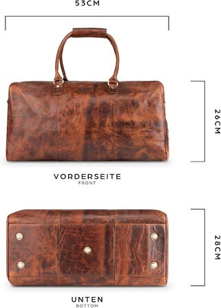 Дорожня сумка з натуральної шкіри LEABAGS, 40 л, преміум, для жінок і чоловіків, коричнева, спортивна, для подорожей, тренувань та літака