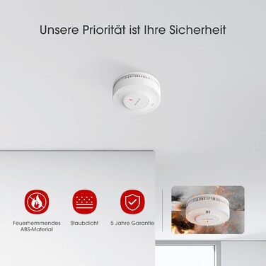 X-Sense Димний пожежний сповіщувач: 10 років роботи від батареї, фотоелектричний сенсор, сертифікат EN14604, SD2J0AX, набір 10 шт. Білий