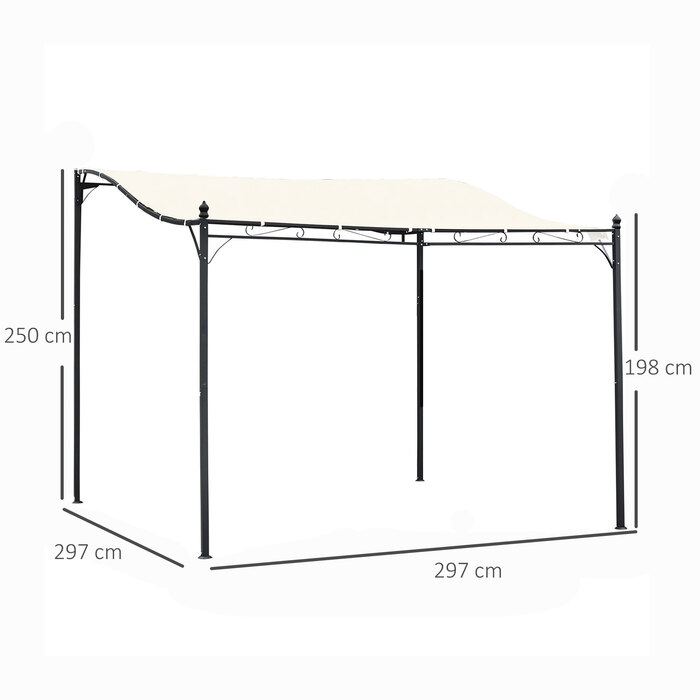 Намет з навісом для садової альтанки Outsunny Pergola металевий, кремовий, 297x297см