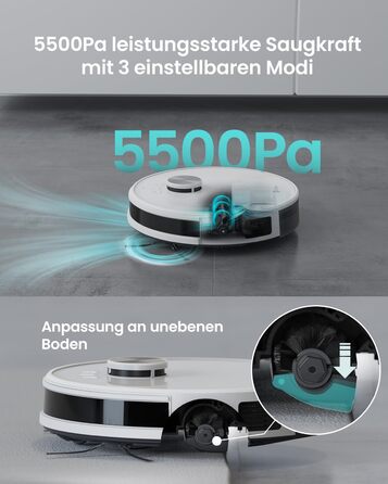 Робот-пилосос LEFANT M1W з функцією миття, багатоступеневе мапування, зони заборони, потужність 5500Pa, 150 хв роботи, ідеальний для шерсті тварин та твердих підлог, керування через додаток/Alexa