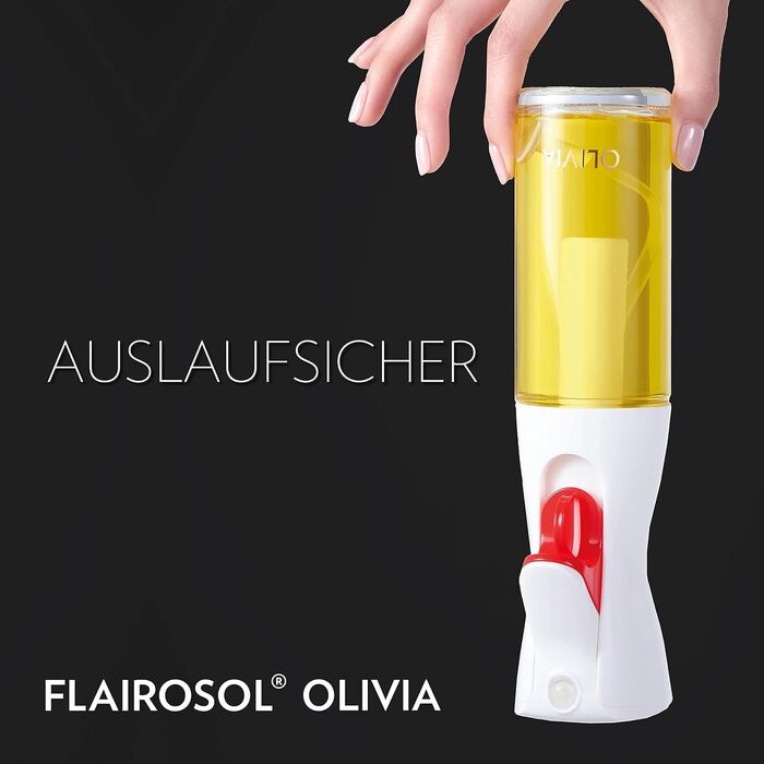 Скляний розпилювач для олії FLAIROSOL OLIVIA 130мл з контролем порцій, золотисті листя — універсальний спрей для готування, салатів, гриля та випічки
