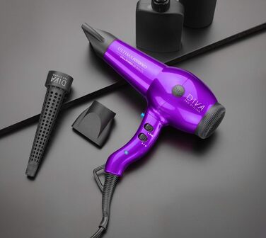 Фен для волосся DIVA Pro Styling Ultima 5000 Pro, 2200 Вт, 4 режими нагріву, 2 швидкості, функція холодного повітря, фіолетовий