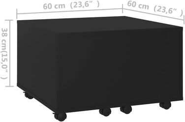 Розсувний журнальний стіл vidaXL для вітальні, чорний, 60x60x38 см, ДСП