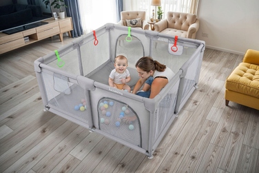 Дитячий манеж Harmony 140x140 см, багатоколірний, з ручками та 50-ма кульками