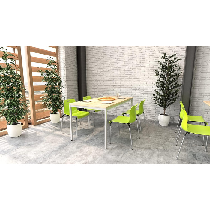 Стіл furni24 з металу та дуба, 120x60x75 см, TÜV/GS, універсальний: письмовий, комп'ютерний, кухонний, офісний, ігровий, легка збірка, колір дуб/сірий