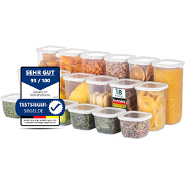 Набір герметичних контейнерів для зберігання продуктів, 18 шт, BPA Free, для сухих харчів, органайзер для кухні, змішаний білий