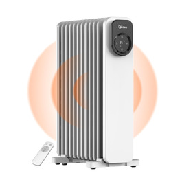 Масляний радіатор Midea NY2311-24UR, 2300 Вт, 11 секцій, з пультом ДК та LED-дисплеєм, чорний