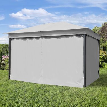 Гартензельт TOOLPORT 3x4 м, водонепроникний, 180 г/м², з 4 стінками, сіра шатрова альтанка для саду, профіль 6x6 см