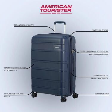 Набір валіз American Tourister Skymax 3 шт. синій (Midnight Blue) - міцні та стильні