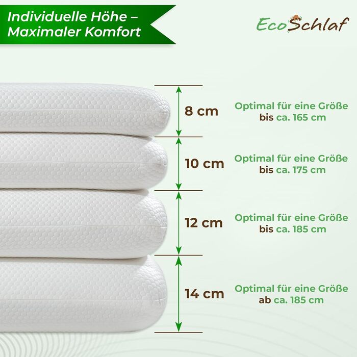 Ортопедична подушка OrthoDual з Dual Memory Foam для сну на боці - підтримка шиї, зменшення болю в шиї (60x35x9,5/12)