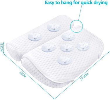 Подушка для ванни AmazeFan, розкішна 4D Air Mesh, 7 присосок, для підтримки голови, шиї, спини і плечей, для ванни та домашнього спа