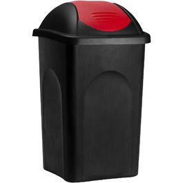Смітник Stefanplast з маятниковою кришкою, 60 л, чорний/червоний