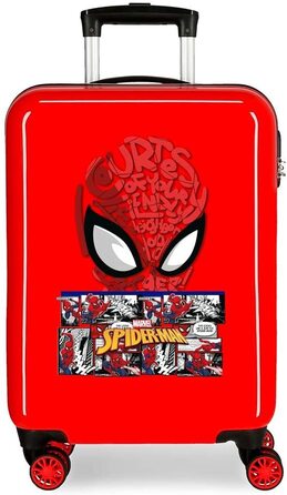 Дитяча валіза Marvel Spiderman, червона, ABS-пластик, 38x55x20 см, жорсткий корпус, кодовий замок, 34 л, 2,66 кг, 4 подвійні колеса, ручна поклажа