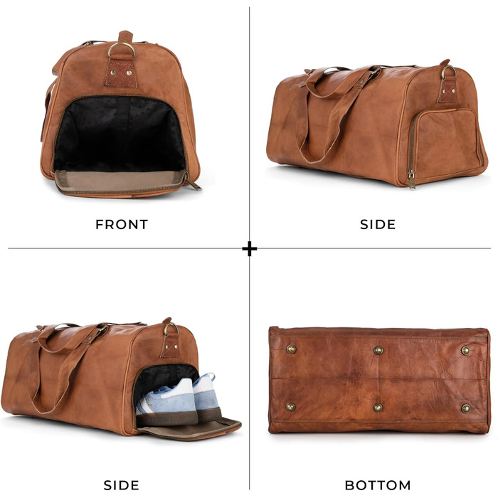 Шкіряна дорожня сумка Berliner Bags Oslo 50 л, водонепроникна, з відділенням для взуття, для чоловіків і жінок