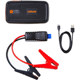 Osram BATTERYstart 400: Літієвий пусковий пристрій 2000A 12V з Powerbank, для бензинових та дизельних двигунів до 8L/4L, 16800mAh