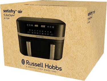 Аерофритюрниця Russell Hobbs SatisFry 9 л, 2 камери, 9 програм, тиха, без олії, посудомийна, до 200°C, функція підтримки тепла