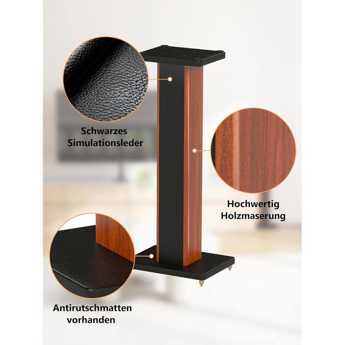 Стійки під колонки Holz Braun Schwarz, 70 см – Преміум стійкі для дому та студії з прихованою проводкою