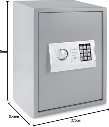 Електронний сейф KESSER 50x35x34,5 см, подвійний замок, товщина дверей 4 мм, настінний, з підсвічуванням, чорний, для документів