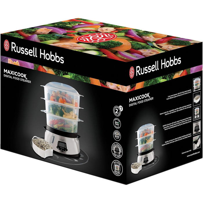 Рисівварка Russell Hobbs 19750-56 з функцією підігріву та парової обробки, антипригарне покриття, мірний стакан та ложка, скляна кришка