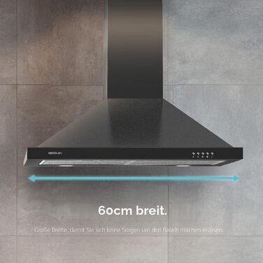 Витяжка кухонна піраміда Cecotec Bolero Flux PM 604300, 60 см, потужність 430 м³/год, механічне керування, чорна