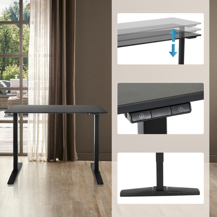 Письмовий стіл STAND CARBON 120 x 60 електричний регульований по висоті чорний hjh OFFICE