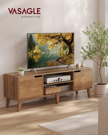 Тумба під телевізор VASAGLE LTV556K01, 147 см, для ТВ до 65 дюймів, колір медовий браун, стиль перехідний