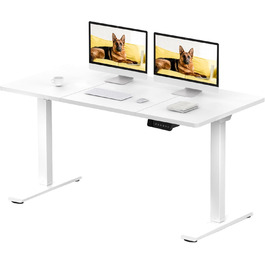 Електричний стіл SANODESK з регулюванням висоти, 140x70 см, 2 моторa, пам'ять, білий+клен, для роботи стоячи та сидячи