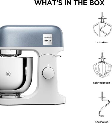Кухонна машина Kenwood kMix Editions KMX760BC, 1000 Вт, чаша з нержавіючої сталі 5 л, набір для кондитерів, синій металік