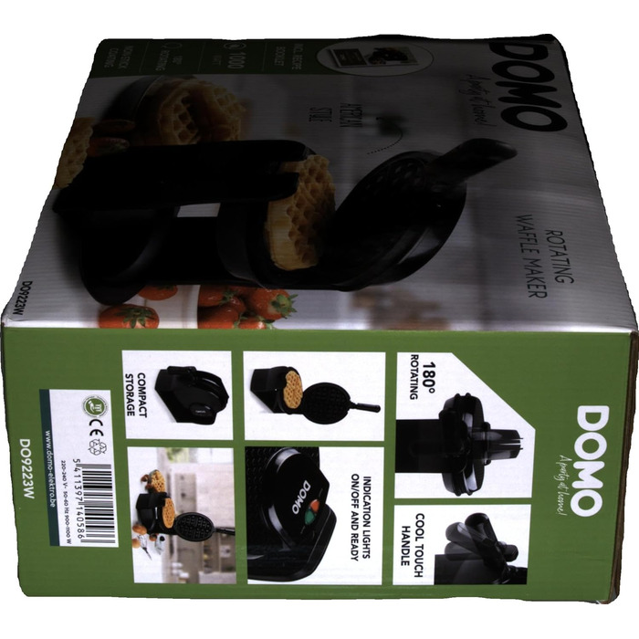 Вафельниця DOMO DO9223W з антипригарним покриттям, контрольна лампа, чорна