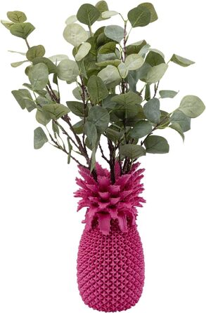 Ваза Kare Design Ananas Рожева, Ручна Розпис, 30x15x15 см - Декоративна ваза для квітів у вітальню, на полицю, Екзотичний декор
